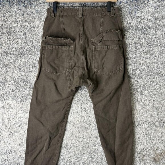 Nili Lotan Pants Womens 8 Olive Utility Linen Cotton‎ Chino Made in USA Raw Hem - Picture 5 of 9